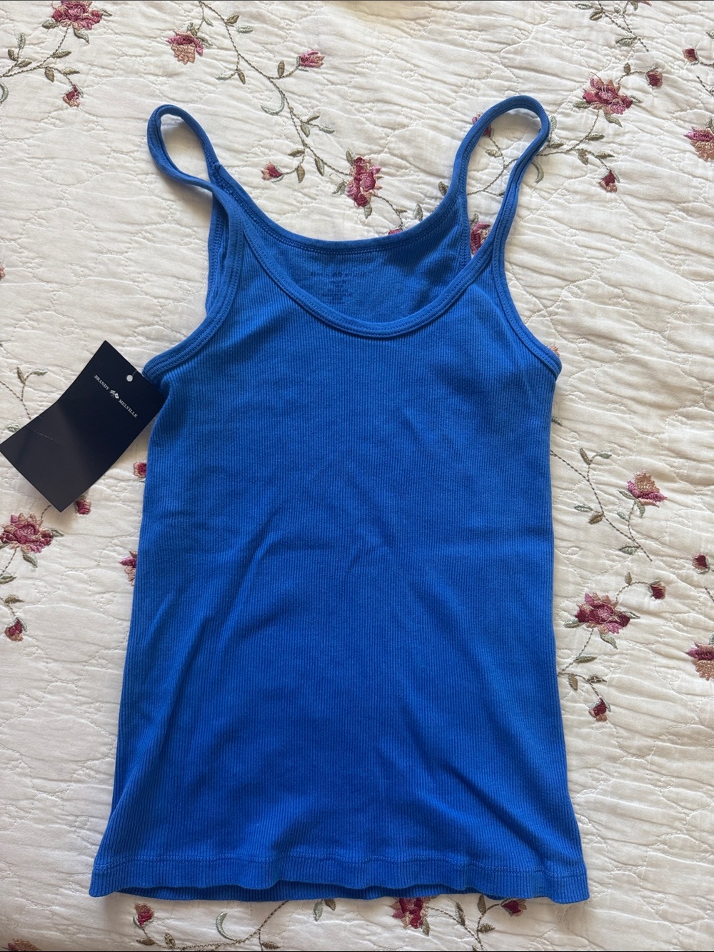 Women’s Blue Ribbed Tank Top - Classic Slim Fit